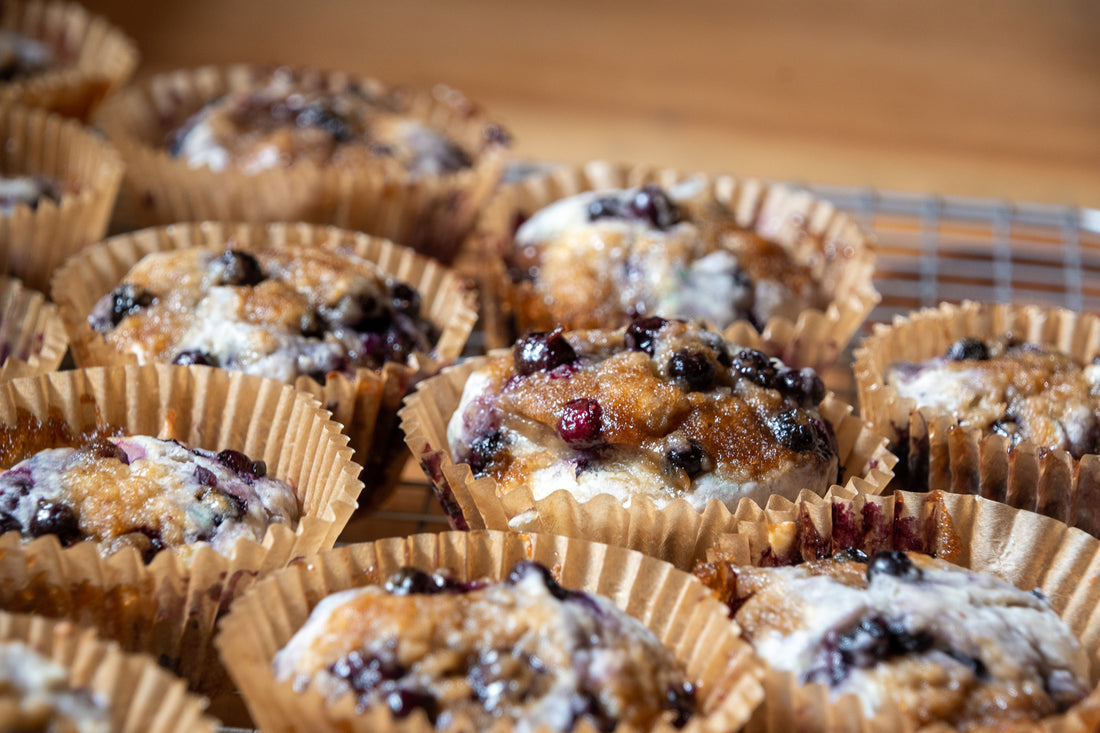 Double Wild Blueberry Crunch Muffins