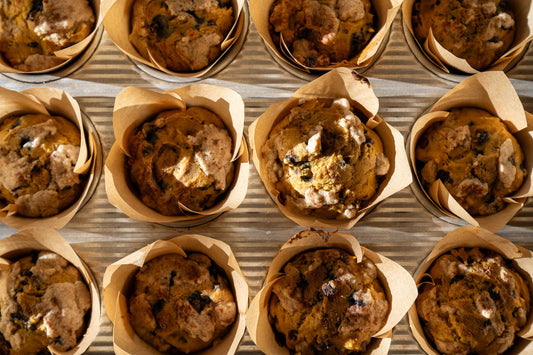 Pumpkin Streusel Wild Blueberry Muffins