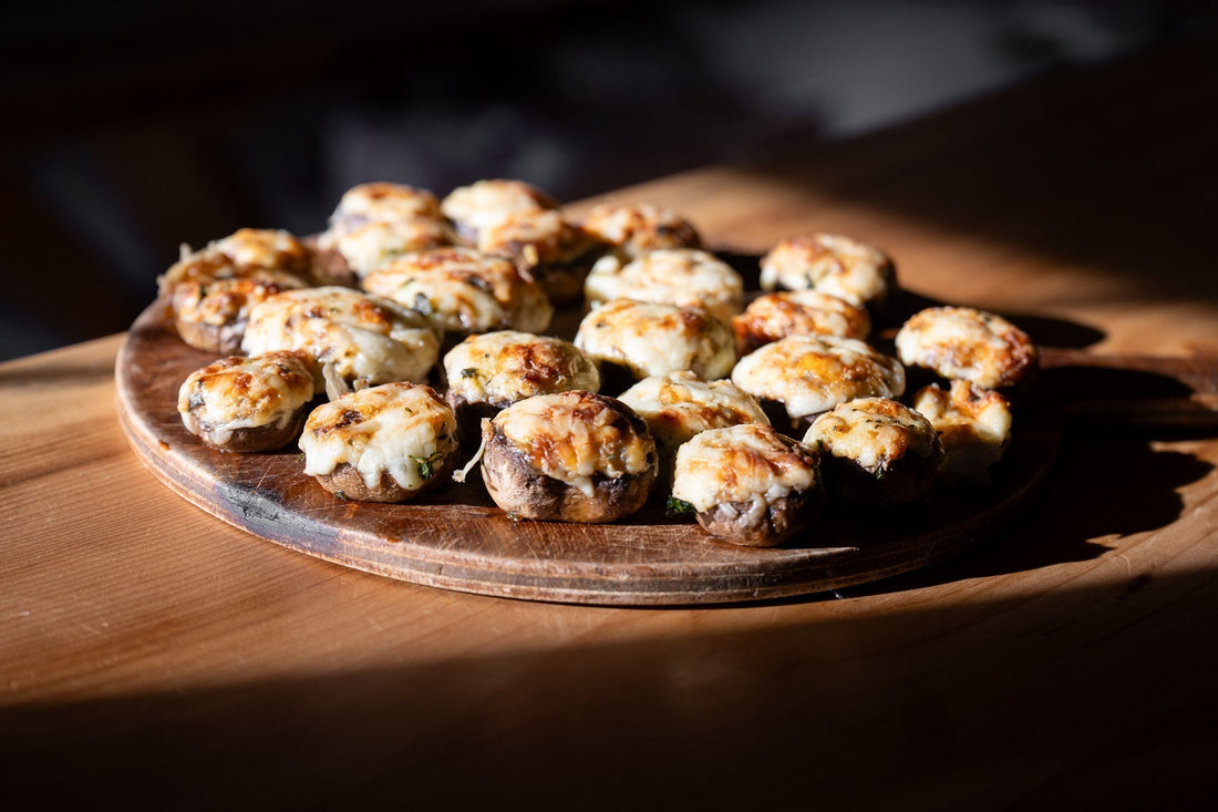 Stuffed Mushrooms with Down East Tomme & Moon Hill Cheeses