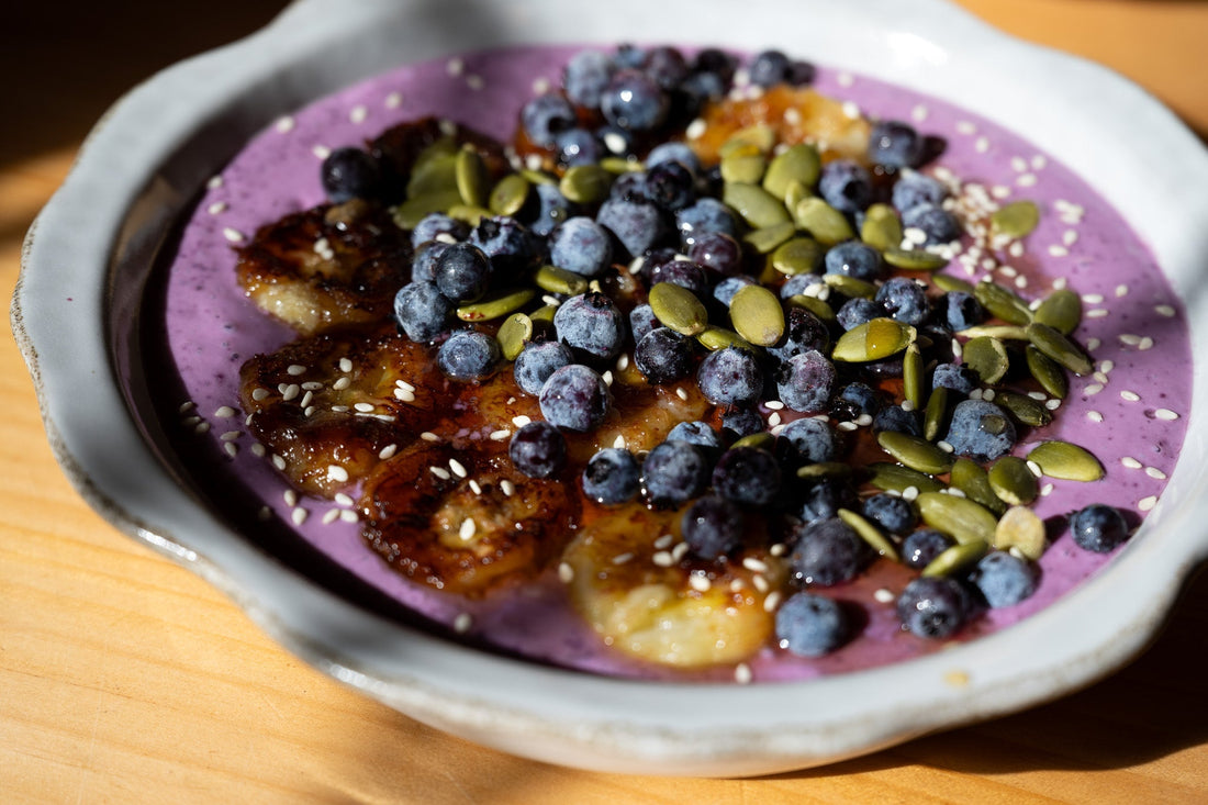 Wild Blueberry & Caramelized Banana Yogurt Bowl