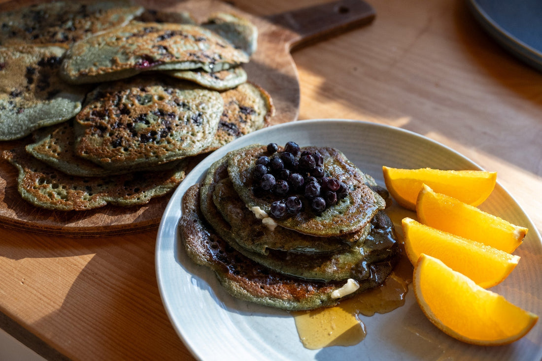 Wild Blueberry-Orange Sourdough Pancakes